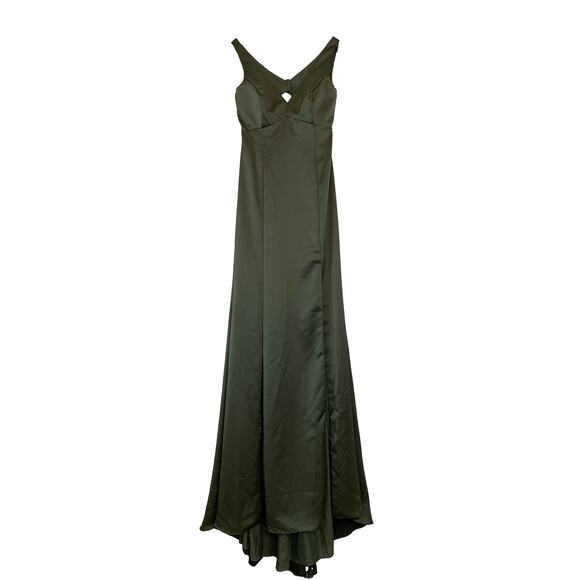 Amsale Olive Satin Dresses sizes 2/4/6 - Picture 3 of 11